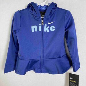 NIKE NWT Royal Blue Zip Up Jacket / Hoodie with Ruffle Baby Girl Size 24M